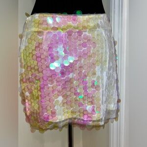 Dolls Kill Pink and Gold Sequin Bubble Mini Skirt